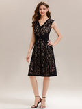 See-through Lace Cap Sleeve Dress