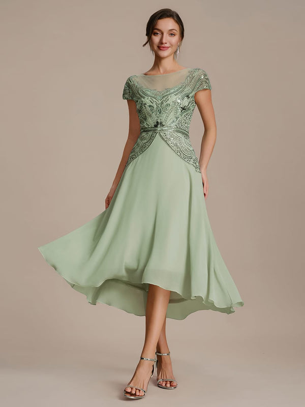 Sequin Sheath Round Neck Dress