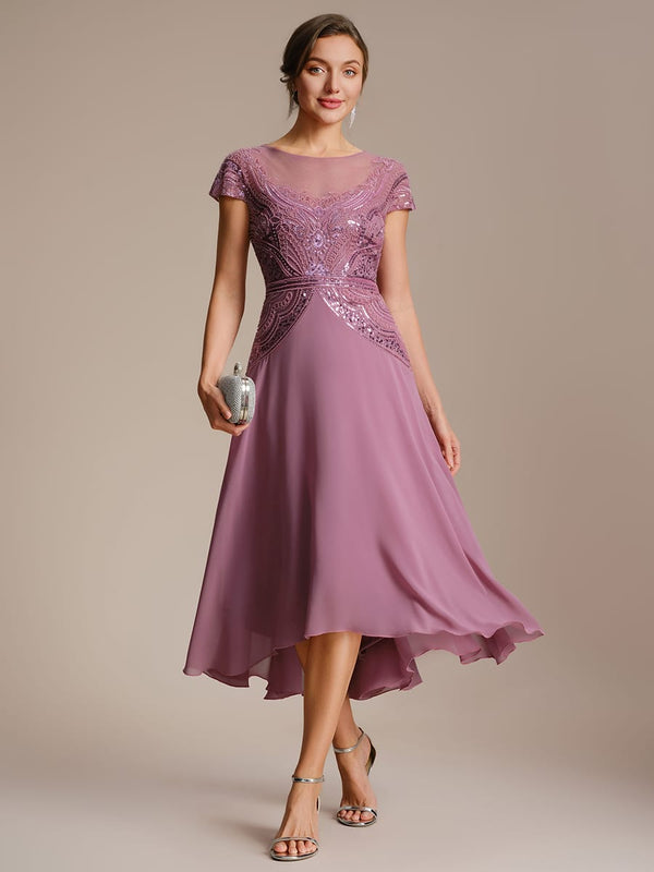 Sequin Sheath Round Neck Dress