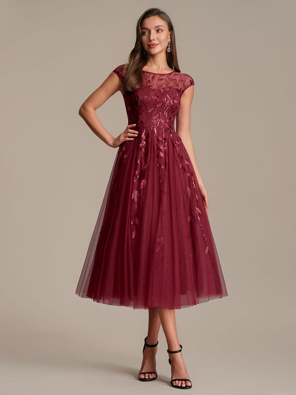 Sequin A-Line Tea Length Dress