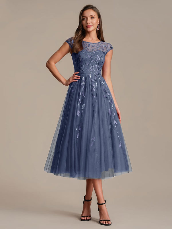 Sequin A-Line Tea Length Dress