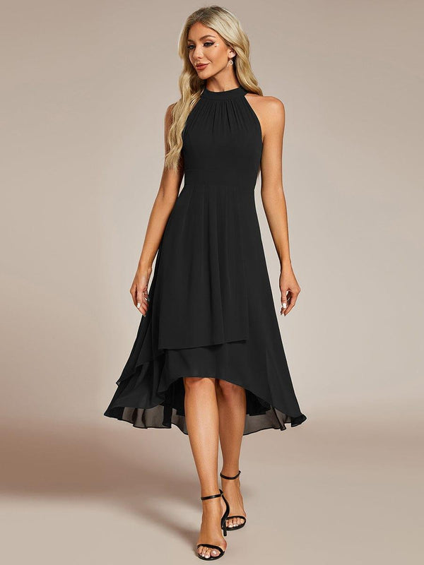 Midi A-Line Halter Neck Chiffon Dress