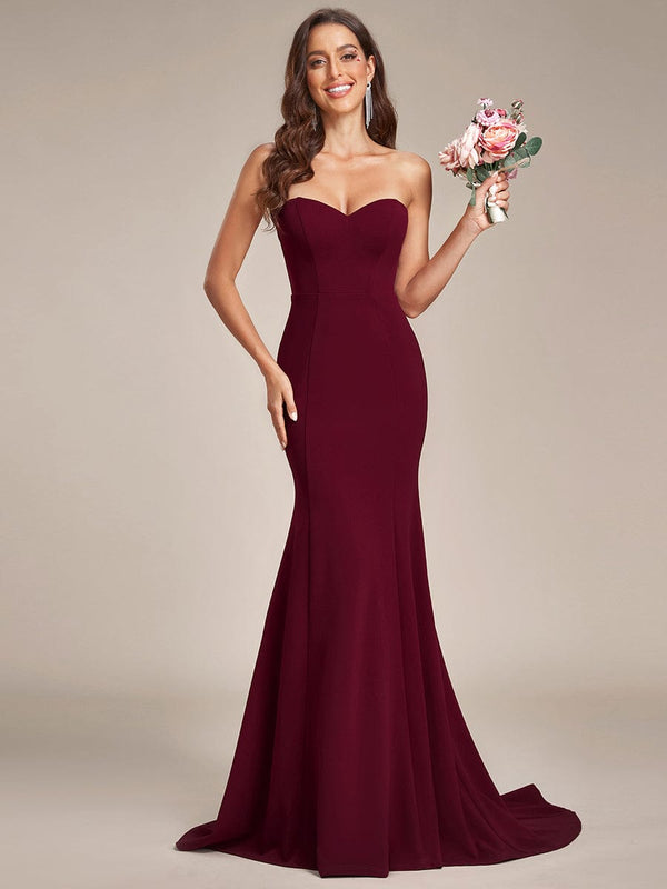 Simple Strapless Sweetheart Mermaid Wedding Dress
