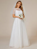 Lace Jacket A-Line Wedding Dress Paired with Spaghetti Strap