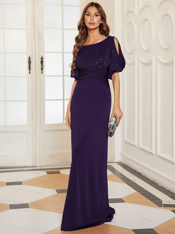 Round Neck Floor Length Evening Dress