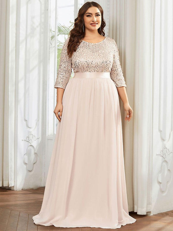 Plus Size Long Tulle & Sequin Evening Dresses for Mother of the Bride