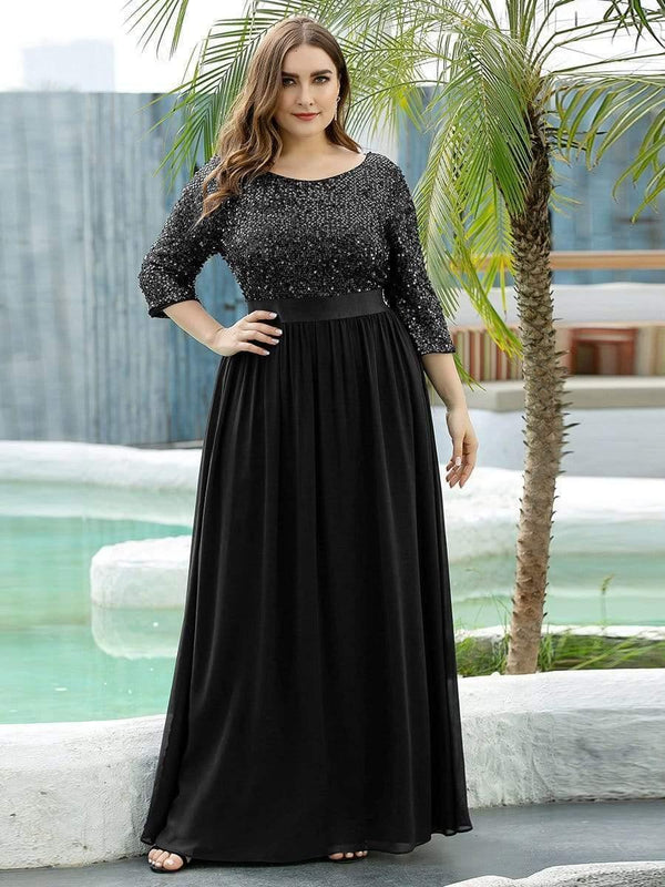 Plus Size Long Tulle & Sequin Evening Dresses for Mother of the Bride