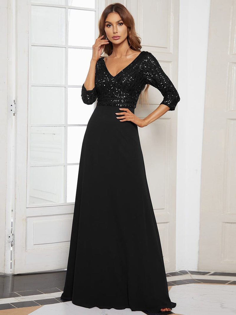 Sexy V Neck Sequin Evening Dresses