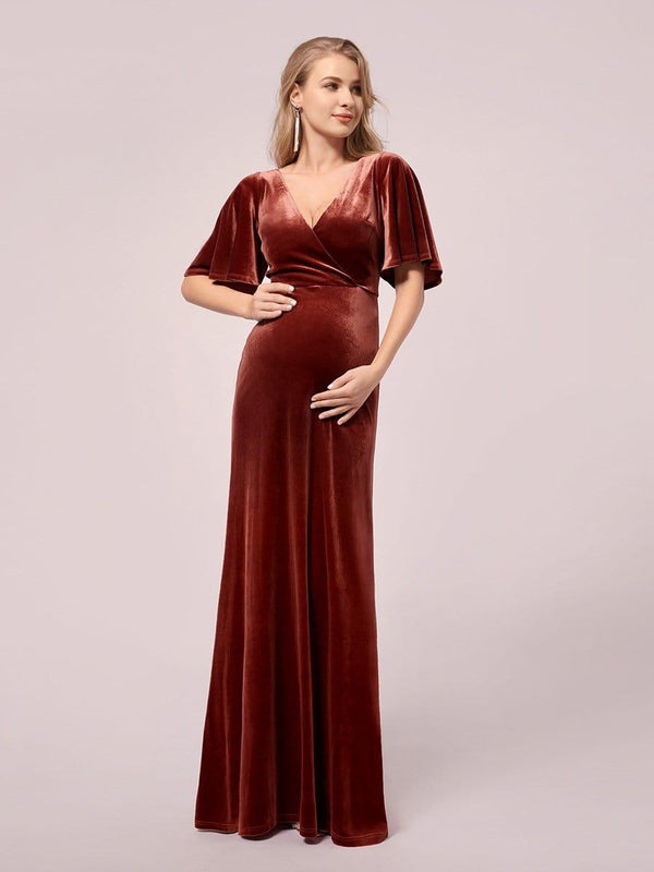 Women Elegant Double V Neck Maternity Dresses