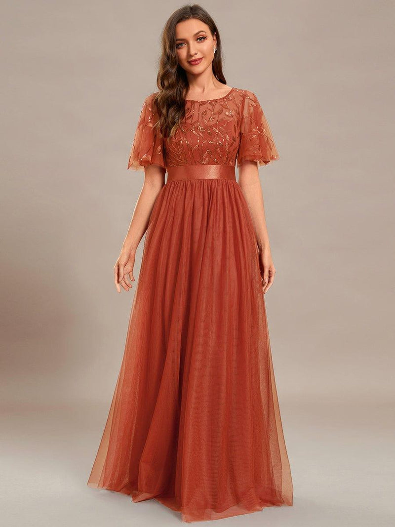 The Saphir — Embroidered A-Line Wedding Guest Dress