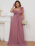Plus Size Chiffon One Shoulder Sweetheart Neck Bridesmaid Dress