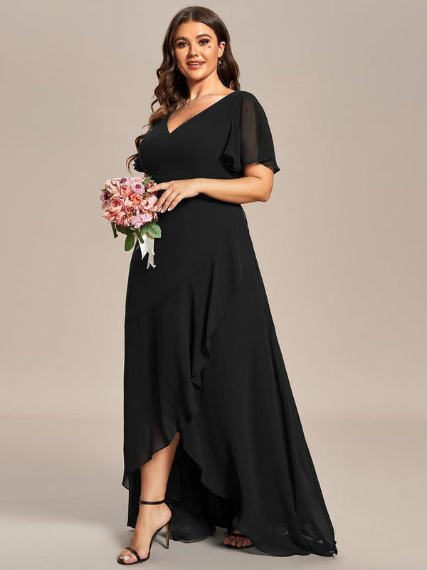 Plus Size Lotus Sleeves Chiffon Bridesmaid Dress