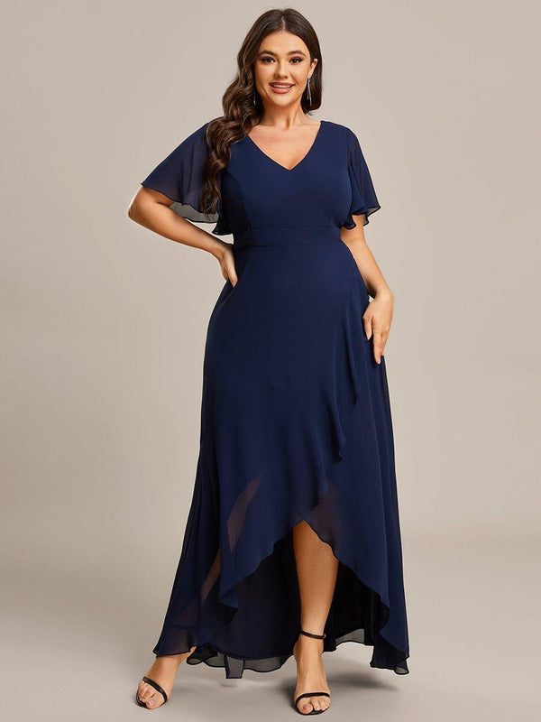 Plus Size Lotus Sleeves Chiffon Bridesmaid Dress
