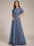 Simple Chiffon Pleated A-Line Round Neckline Bridesmaid Dress