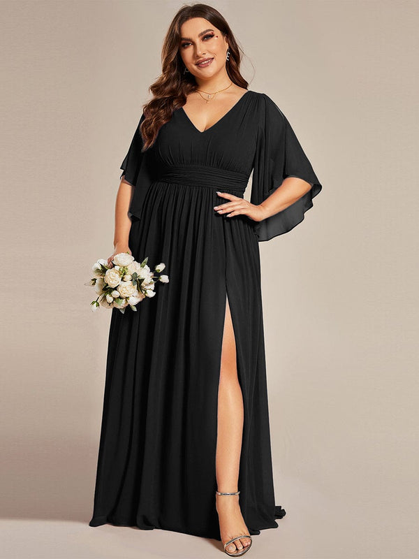 Plus Size V-Neck A-Line Chiffon Bridesmaid Dress