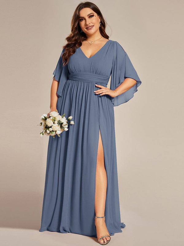 Plus Size V-Neck A-Line Chiffon Bridesmaid Dress