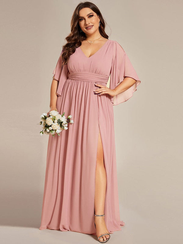 Plus Size V-Neck A-Line Chiffon Bridesmaid Dress