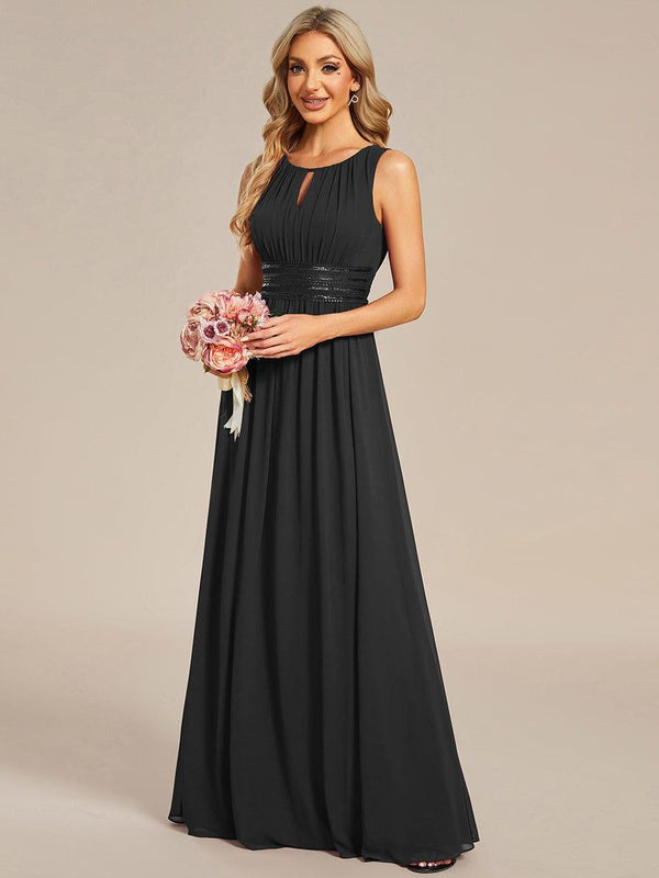A-Line Chiffon Round Neckline Bridesmaid Dress