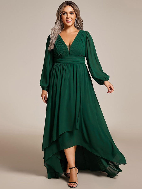 Plus Size Enchanting Chiffon Lantern Sleeve Pleated High Waist Bridesmaid Dress (Final Sale)