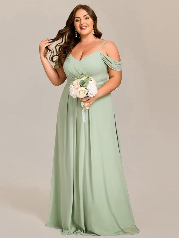 Plus Size Multiway A-Line Off the Shoulder Chiffon Maxi Bridesmaid Dress