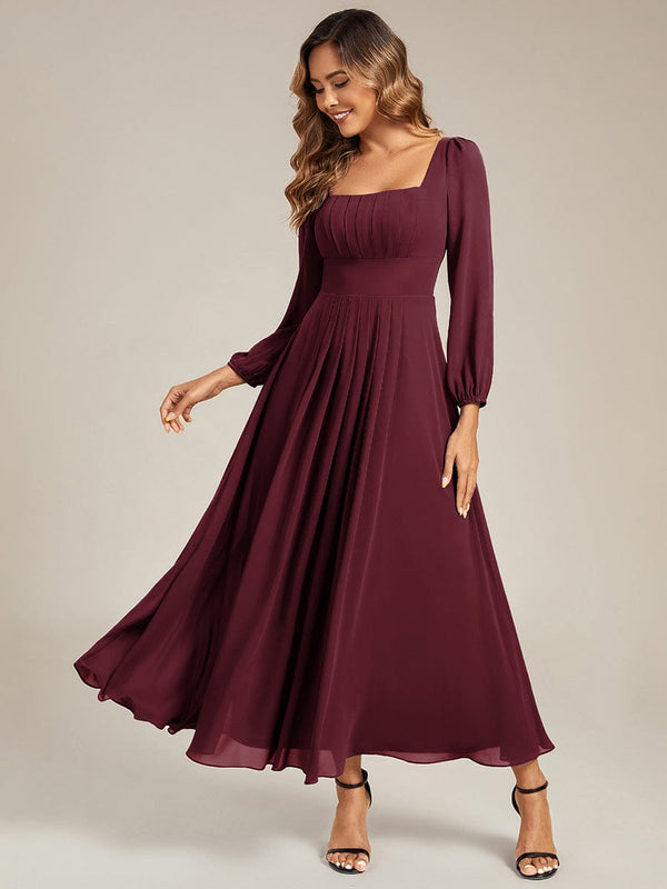 Chiffon Lantern Sleeve Maxi Dress