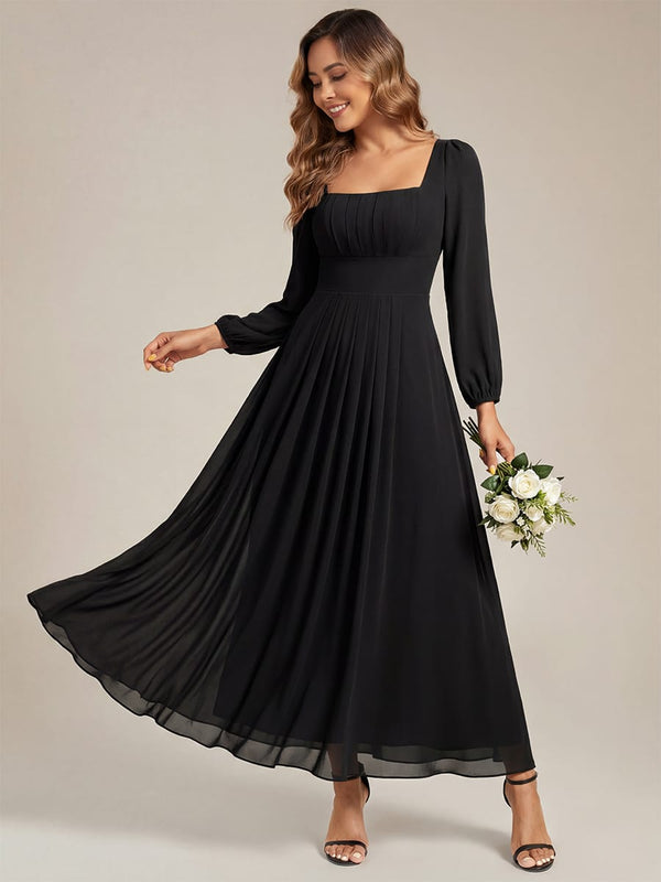 Chiffon Lantern Sleeve Maxi Dress