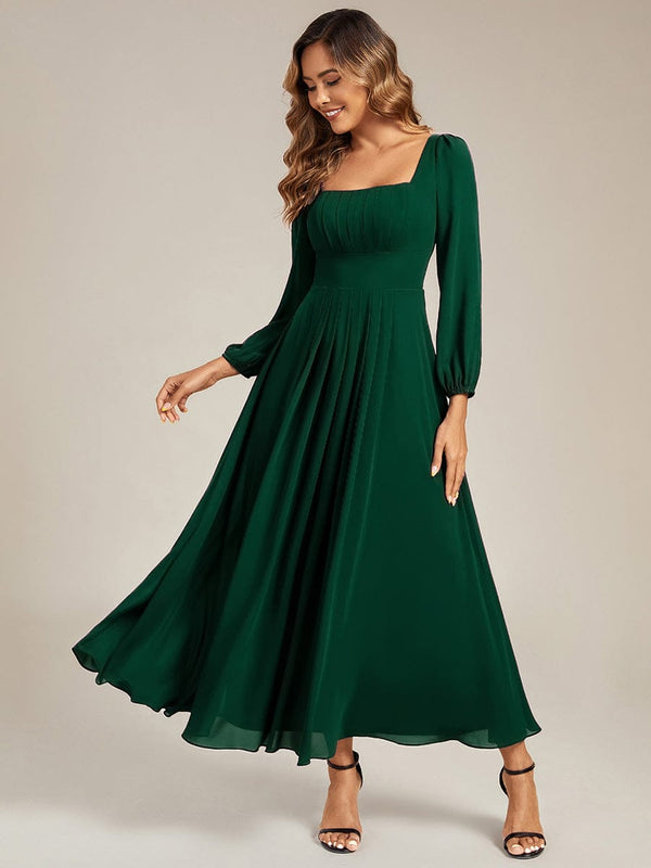 Chiffon Lantern Sleeve Maxi Dress
