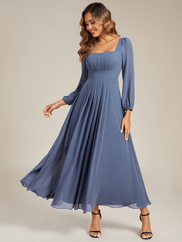 Chiffon Lantern Sleeve Maxi Dress