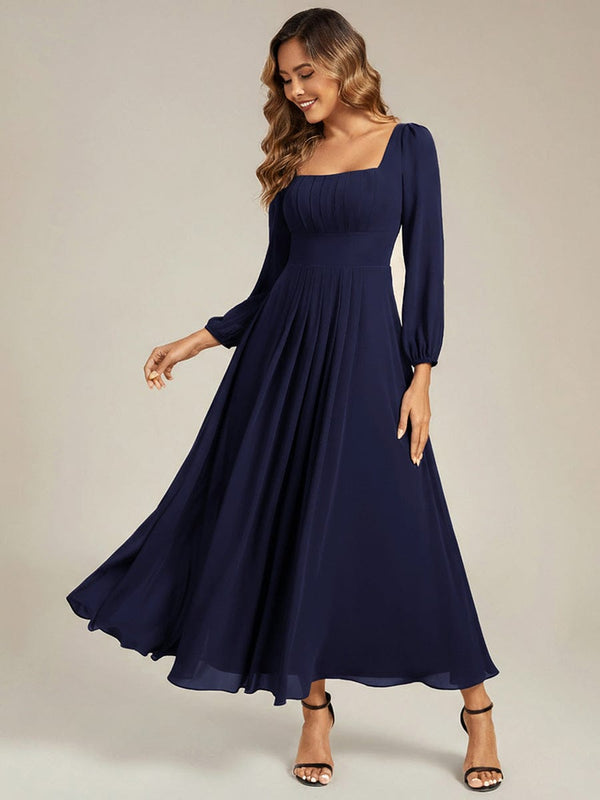 Chiffon Lantern Sleeve Maxi Dress