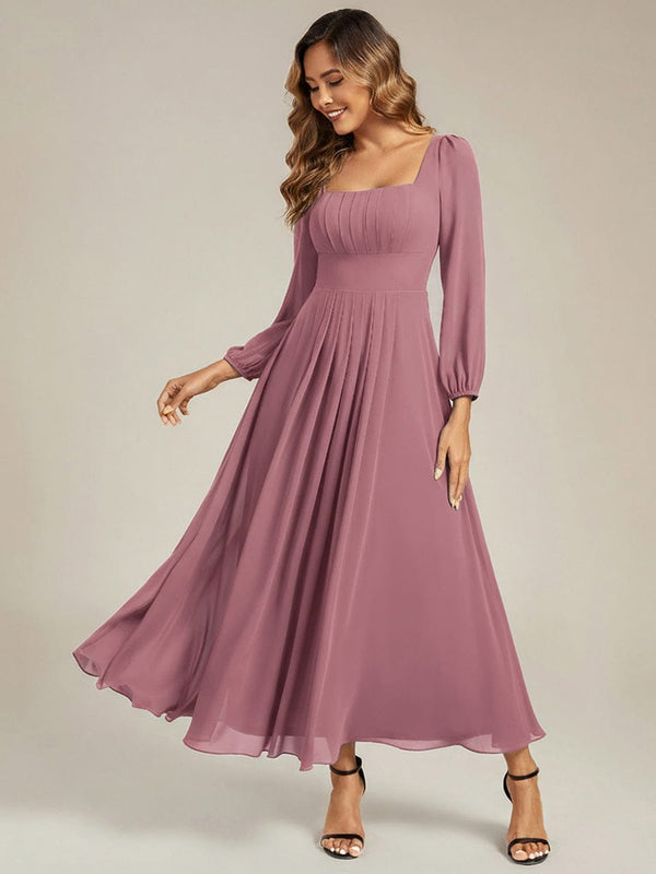 Chiffon Lantern Sleeve Maxi Dress