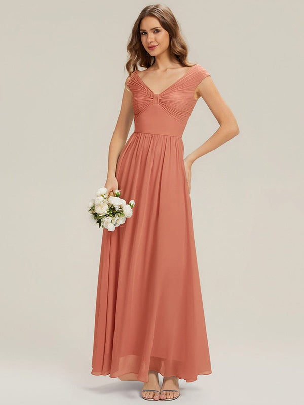 Pleated Chiffon Cap Sleeve Dress