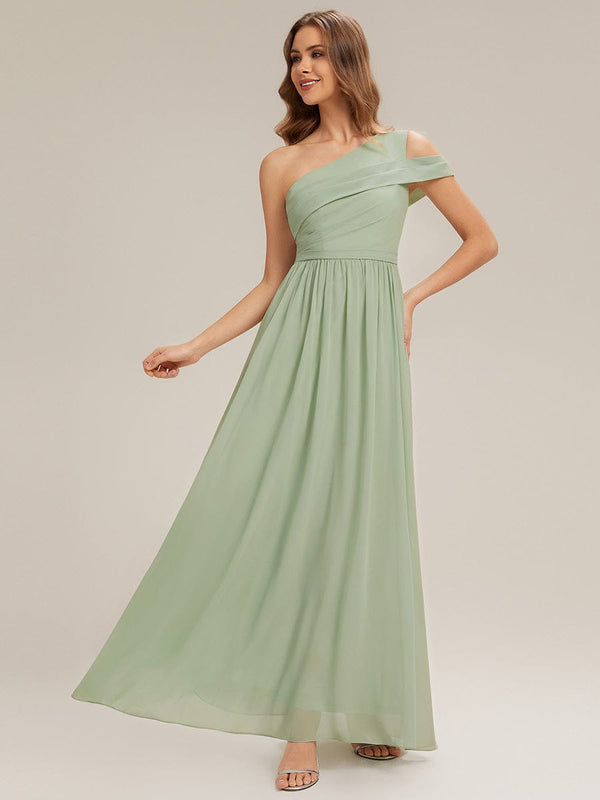 Asymmetrical Chiffon Sleeveless Maxi Dress