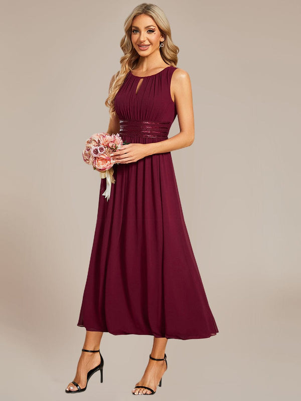 Ruched Chiffon Midi Bridesmaid Dress