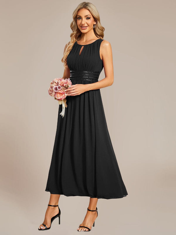 Ruched Chiffon Midi Bridesmaid Dress