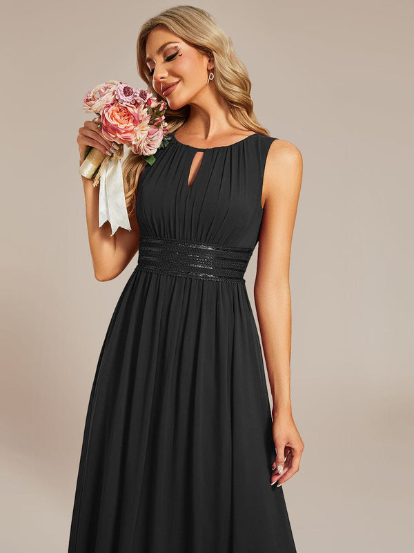 Ruched Chiffon Midi Bridesmaid Dress