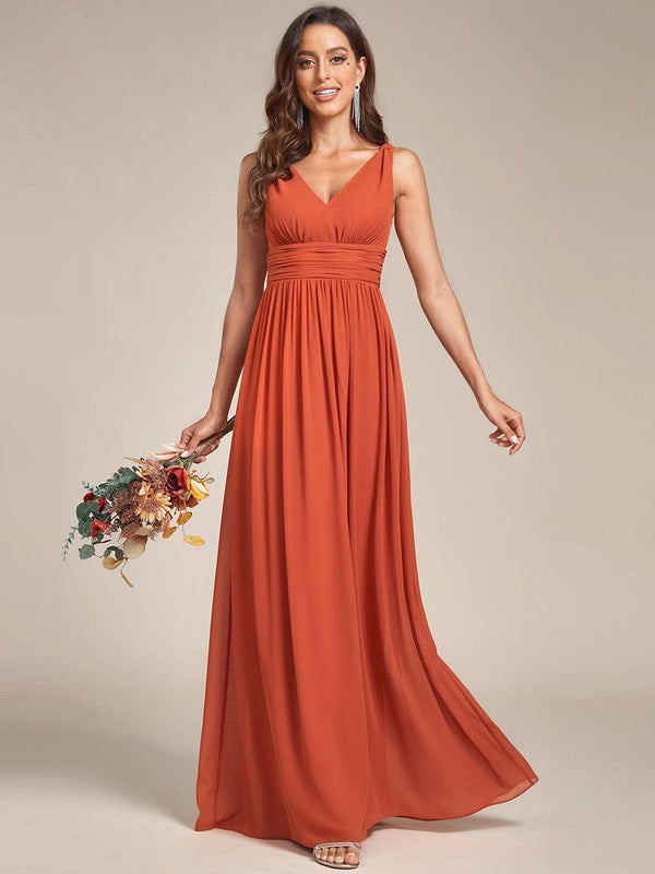 Sleeveless V-Neck Maxi Chiffon Bridesmaid Dress