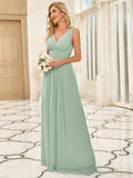 Elegant V Neck A Line Chiffon Maxi Bridesmaid Dresses (Final Sale)