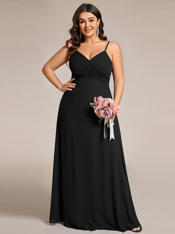 Plus Size Pleated Sweetheart Backless Floor Length Bridesmaid Dress