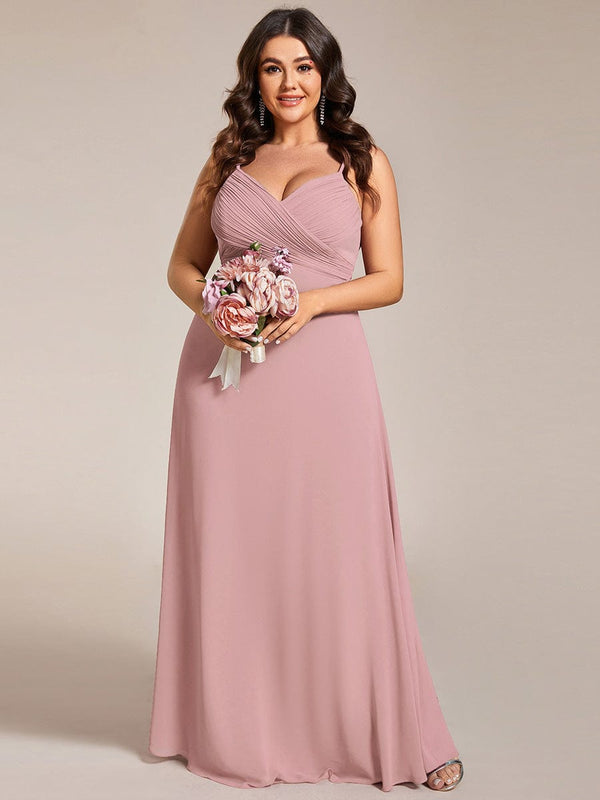Plus Size Pleated Sweetheart Backless Floor Length Bridesmaid Dress