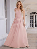 V-Neck Floral Strap Chiffon Maxi Dress in Pink