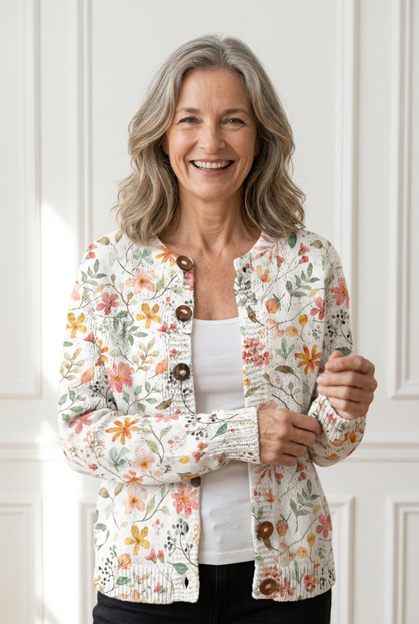 Greta Vintage Floral Knit Cardigan Sweater