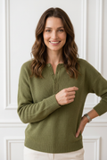 Helena Henley Button-Up Knit Sweater