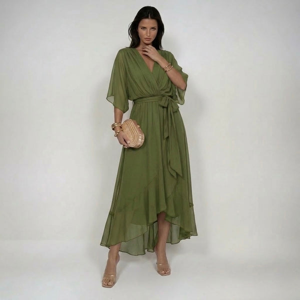 MARTA V-Neck Chiffon Dress