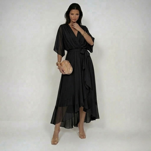 MARTA V-Neck Chiffon Dress