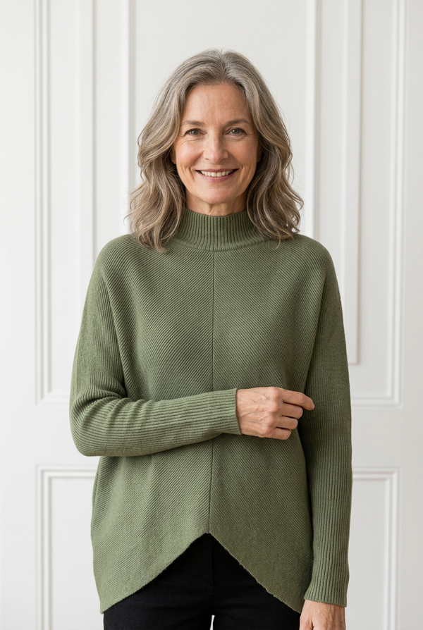 Hope Knitted High Neck Jumper, Khaki