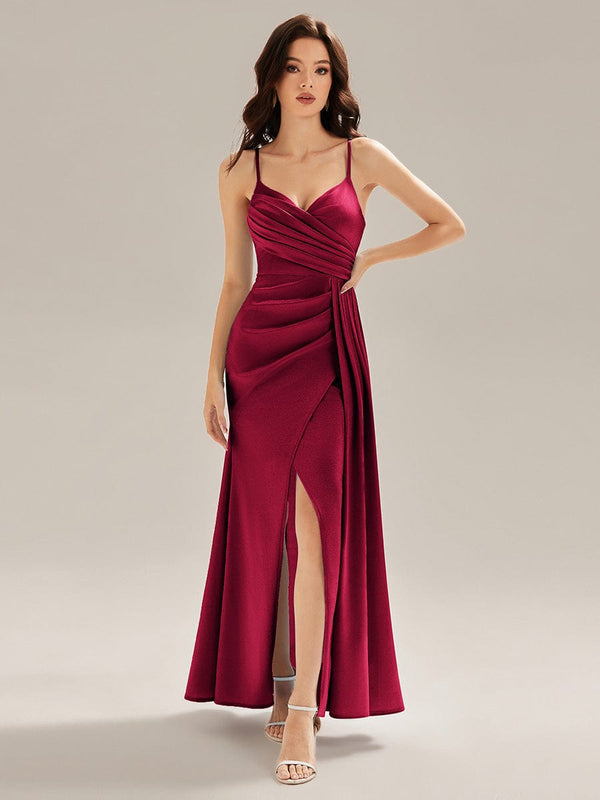 Flowing Ribbons Satin Evening Dress