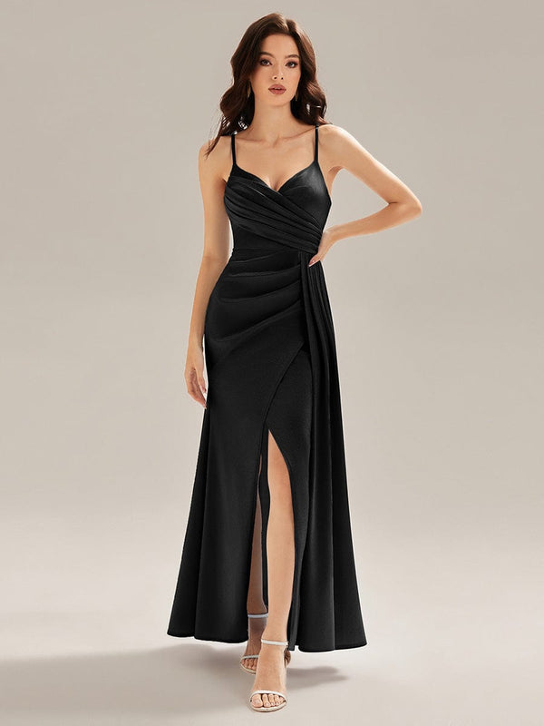 Flowing Ribbons Satin Evening Dress
