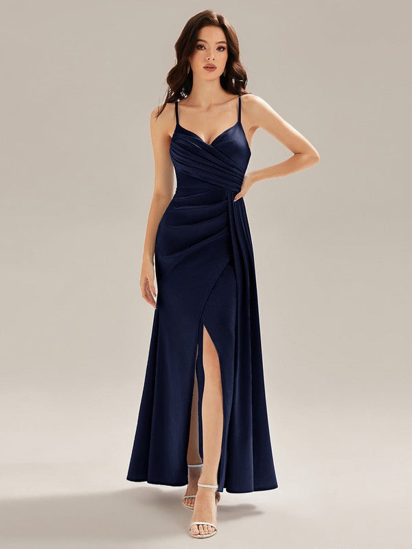 Flowing Ribbons Satin Evening Dress
