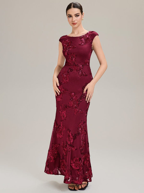 Designer Boat Neck Mermaid Evening Dress
