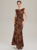 Designer Boat Neck Mermaid Evening Dress